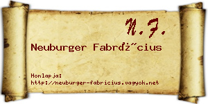 Neuburger Fabrícius névjegykártya